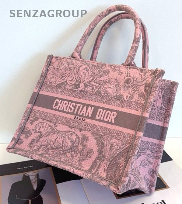 Christian Dior Book tote Zoo Embroidery Small Pink Handbag Almost Brand NEW