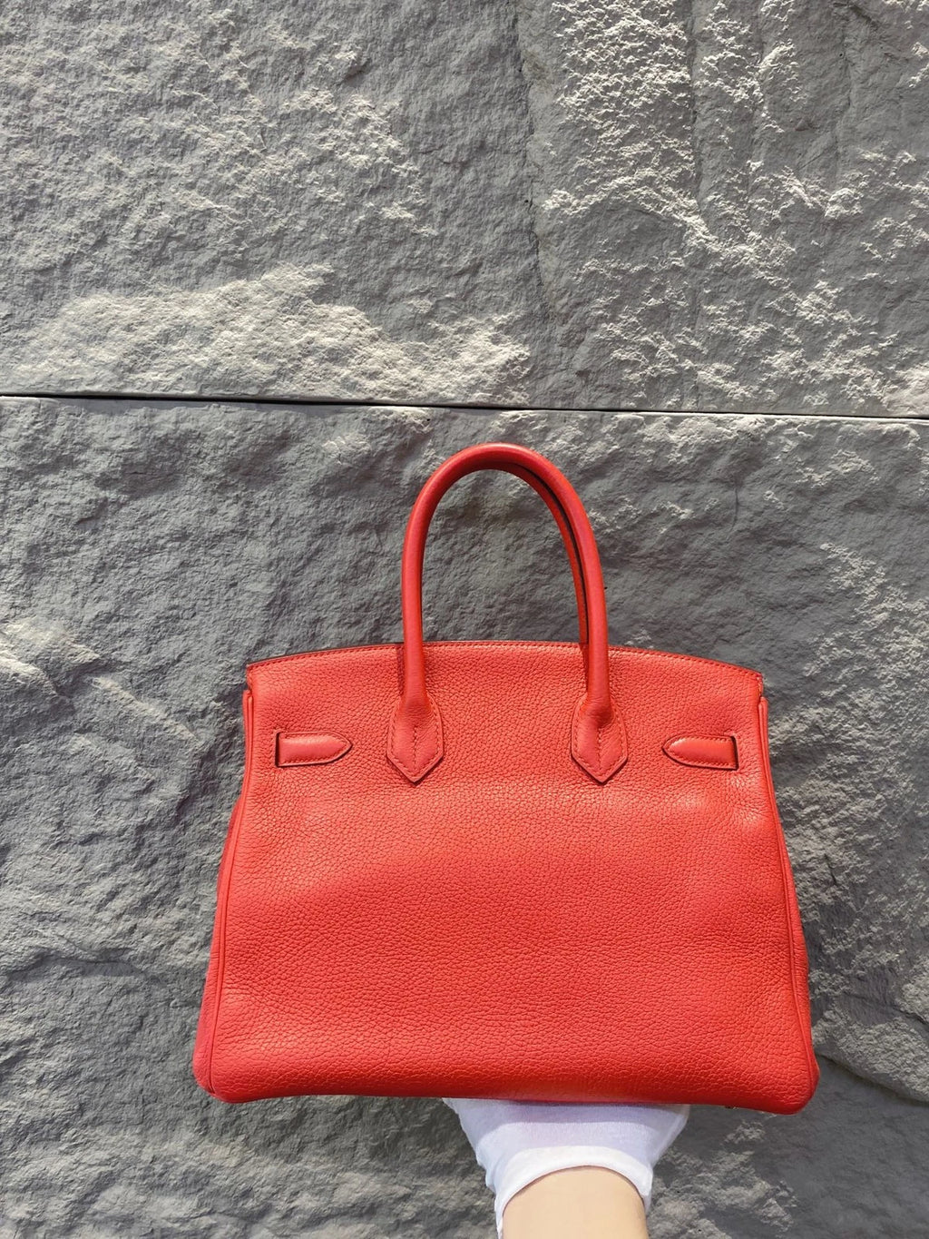 Hermes Birkin 30 Rouge Tomate Togo Leather Gold Hardware Top Handle Bag