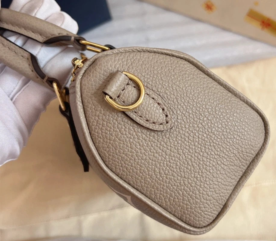Louis Vuitton Speedy NANO Elephant Gray Handbag 2-Way Crossbody Pre-Owned