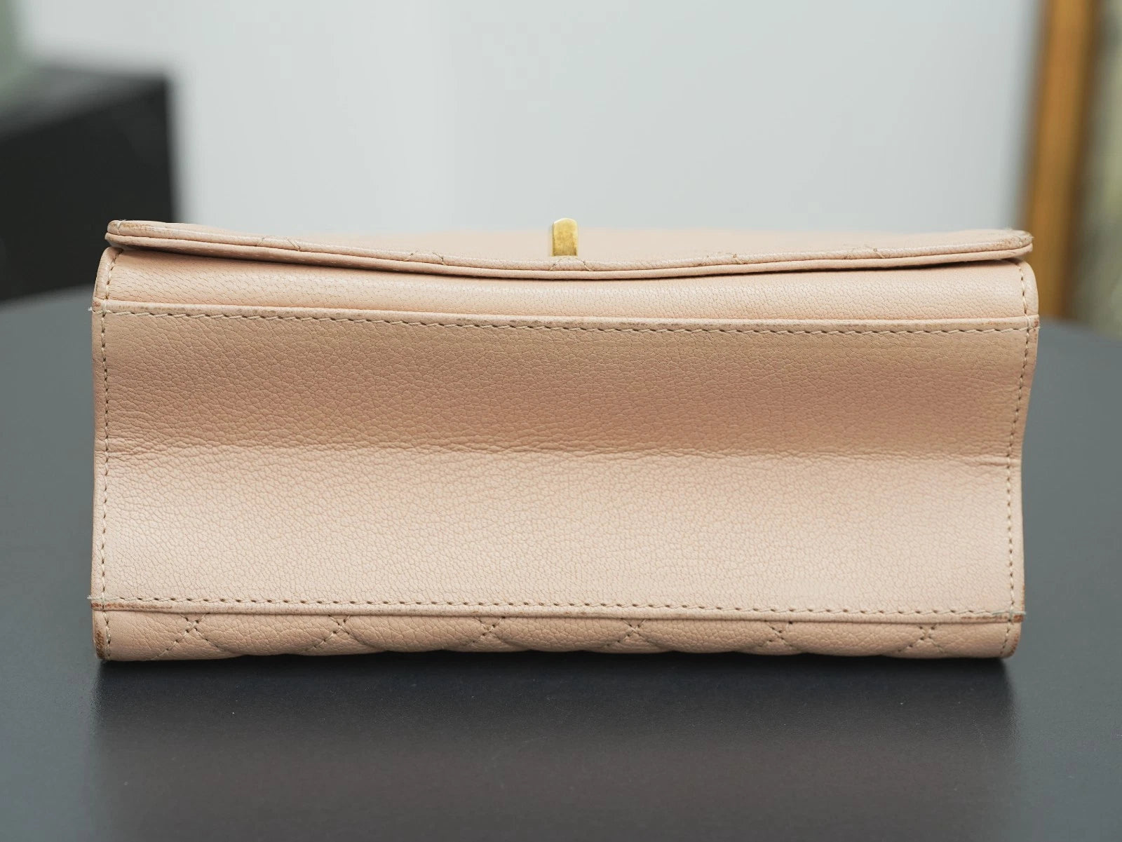 CHANEL Top Handle Diamond pattern Handbag Pink Gold Shoulder Bag - Pre-Owned