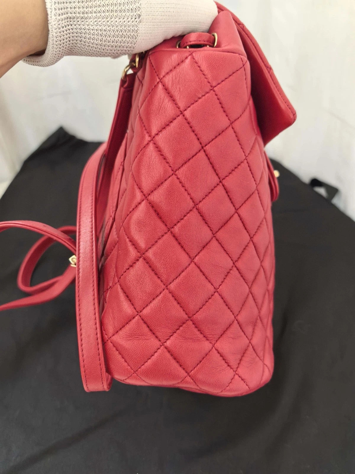 CHANEL Timeless Matelasse Lambskin Backpack Women's Red Quilted CC Turnlock