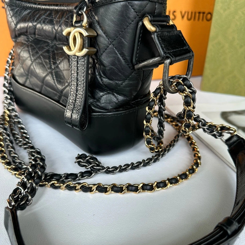 CHANEL Black Leather Gabrielle Shoulder Crossbody For Women