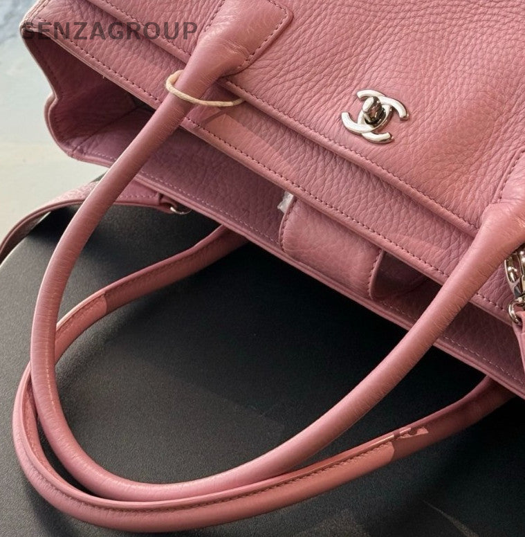 Chanel Cerf MM Tote Shoulder Bag Pink Silver Women Classic Designer