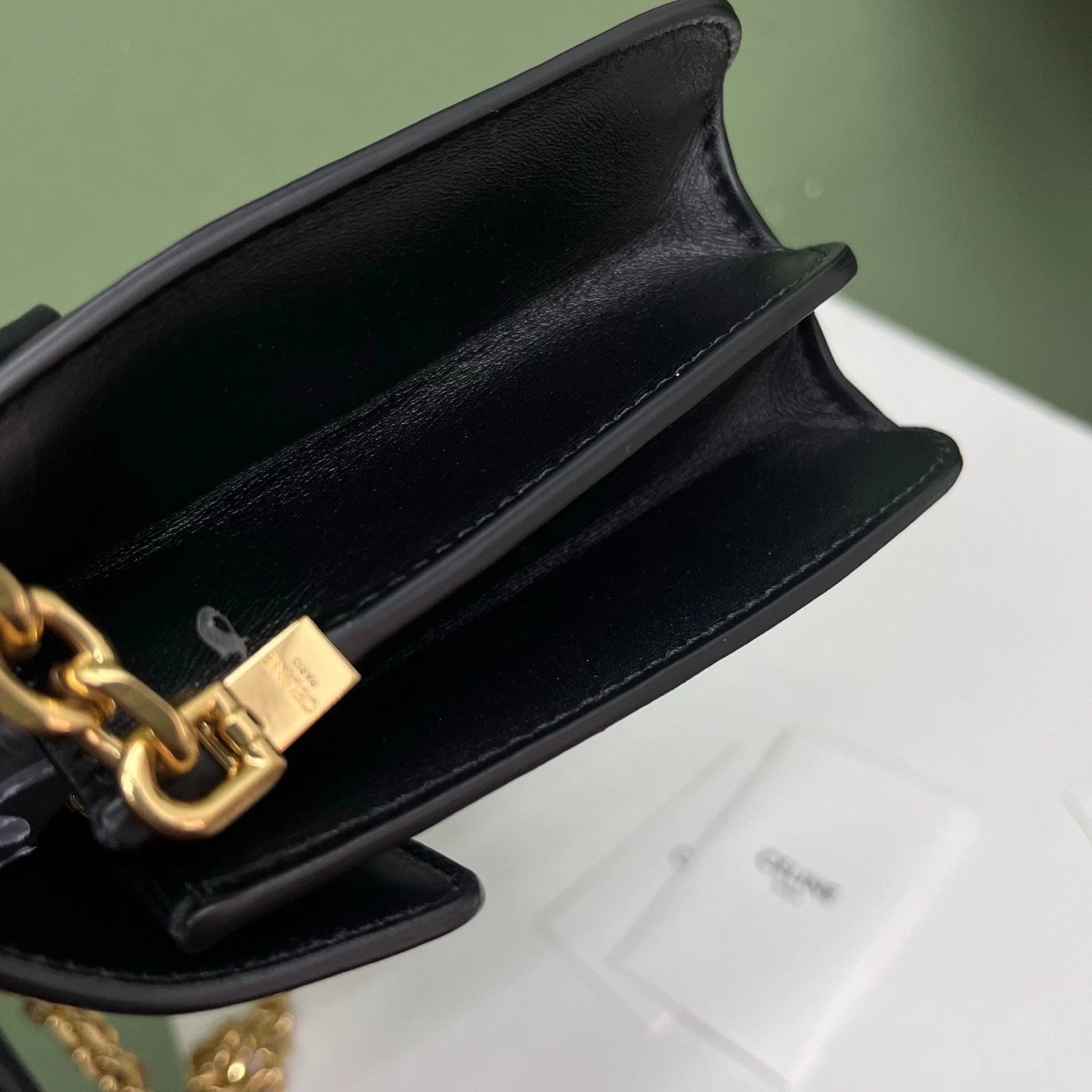 Celine 16Bag Black Gold Chain Turn Lock Bag Crossbody Bag Shoulder Bag Women