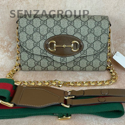 Gucci Horsebit 1955 Envelope WOC Chain Shoulder Bag Brown Gold Women
