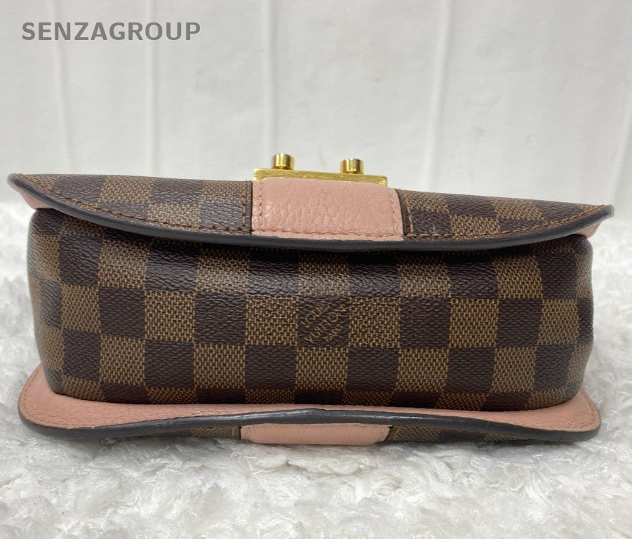 Louis Vuitton Damier Chain Shoulder Bag Crossbody Brown Pink Gold Women Classic