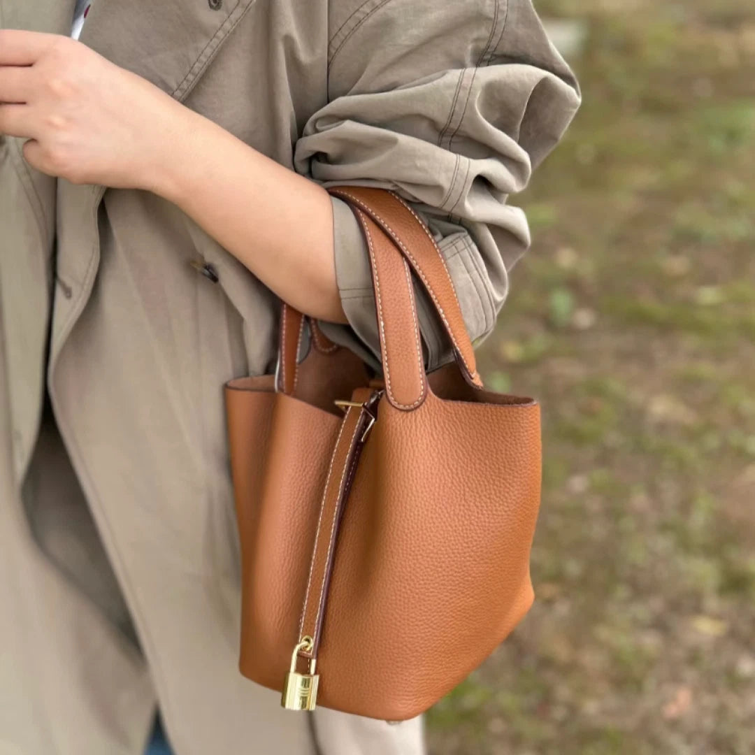Hermes Picotin 18 Bucket Calfskin Top Handle Bag Brown Gold Hardware Women S