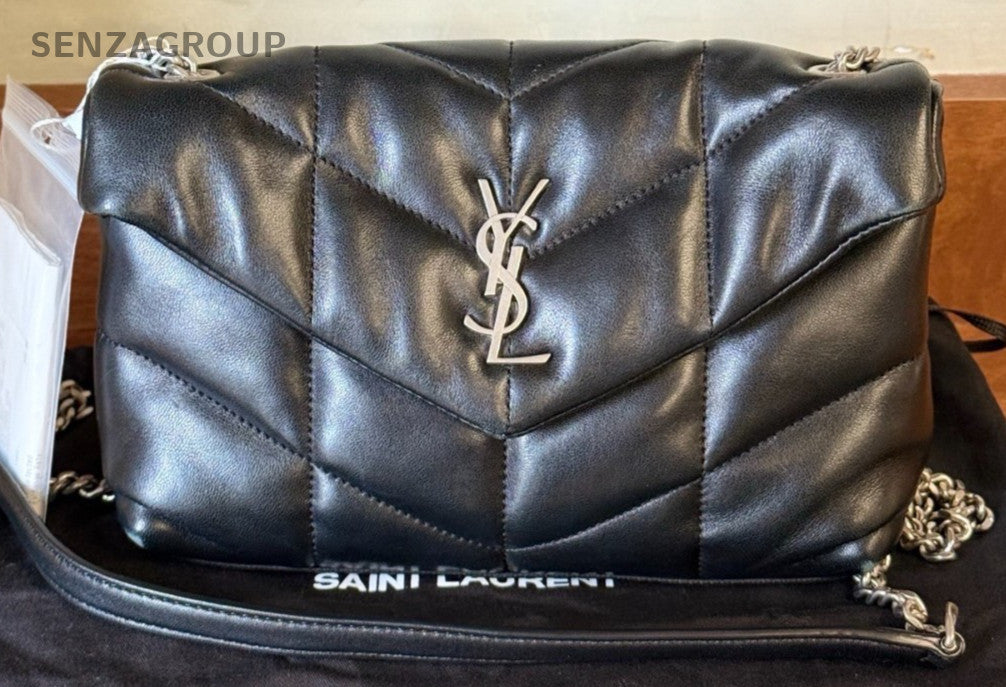Saint Laurent Mini Chain Shoulder Bag Crossbody Black Silver Used Women Classic