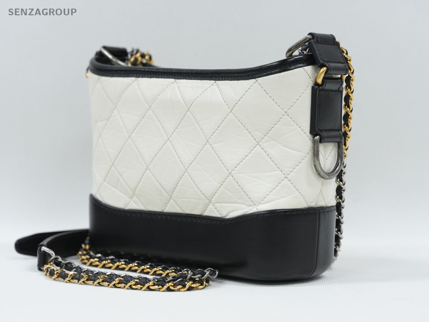 CHANEL Gabrielle MM Chain Shoulder bag Crossbody Women White Black Classic