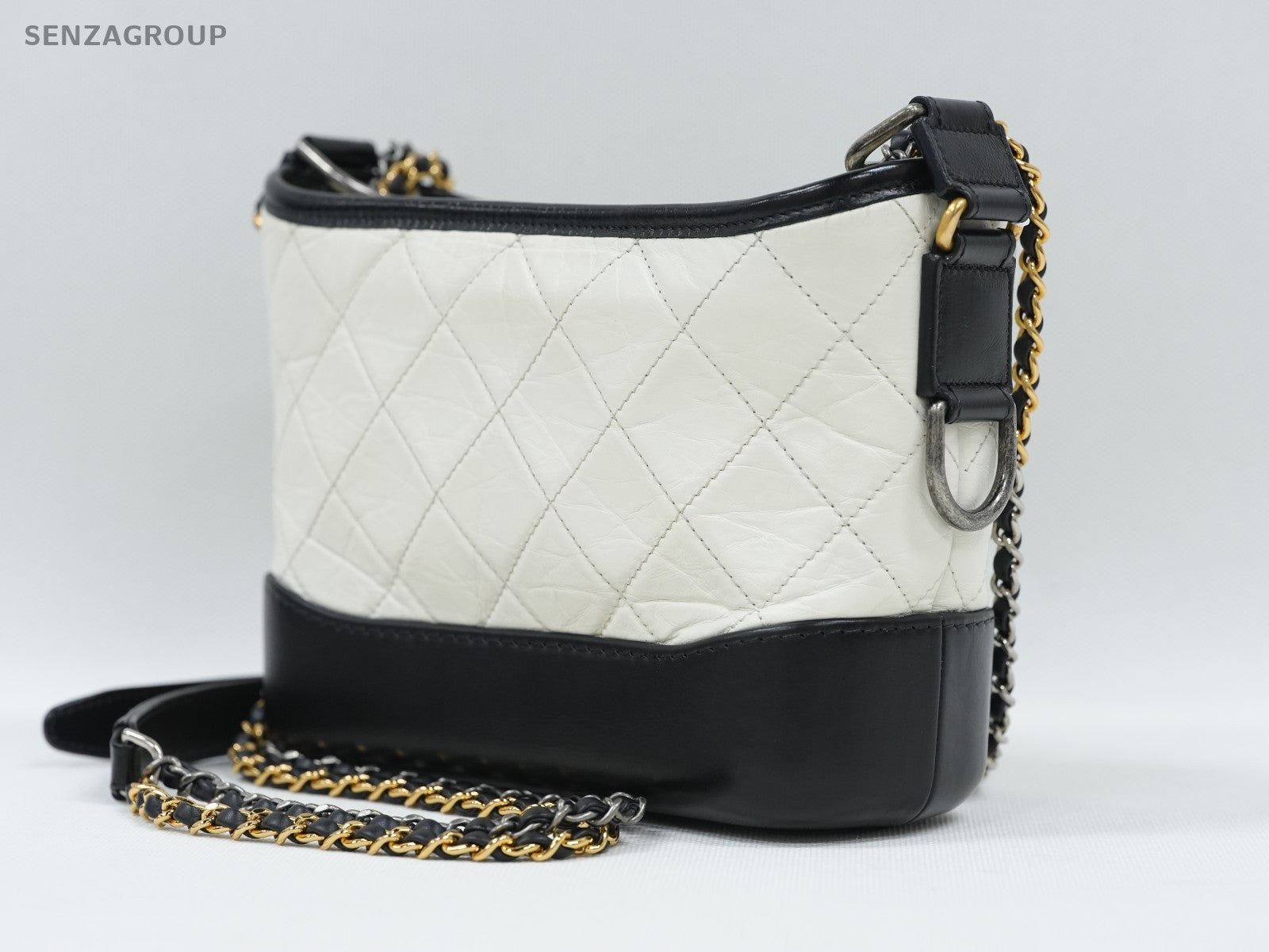CHANEL Gabrielle MM Chain Shoulder bag Crossbody Women White Black Classic