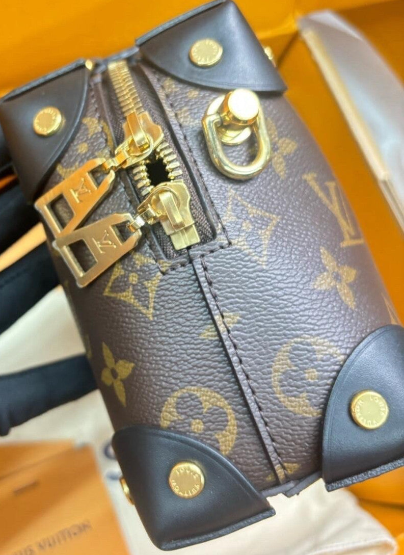 Louis Vuitton Monogram 2Way Top Handle Bag Crossbody Brown Gold Women Classic