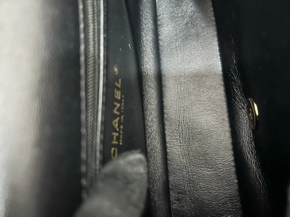 CHANEL Black Gold Classic Flap Top Handle Crossbody Bag For Women