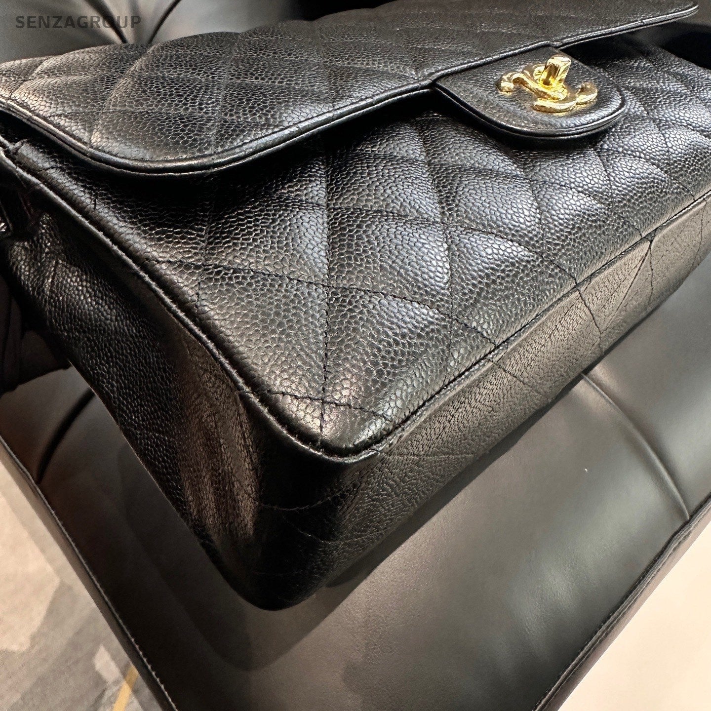 Chanel Classic Flap Jumbo GM Calfskin Chain Shoulder Bag Crossbody Women Fashion
