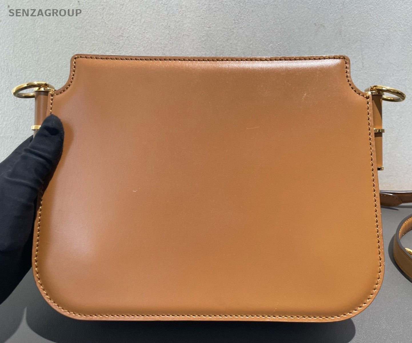 Fendi Touch Calfskin 2Way Shoulder Bag Crossbody Brown Gold Used Women Classic