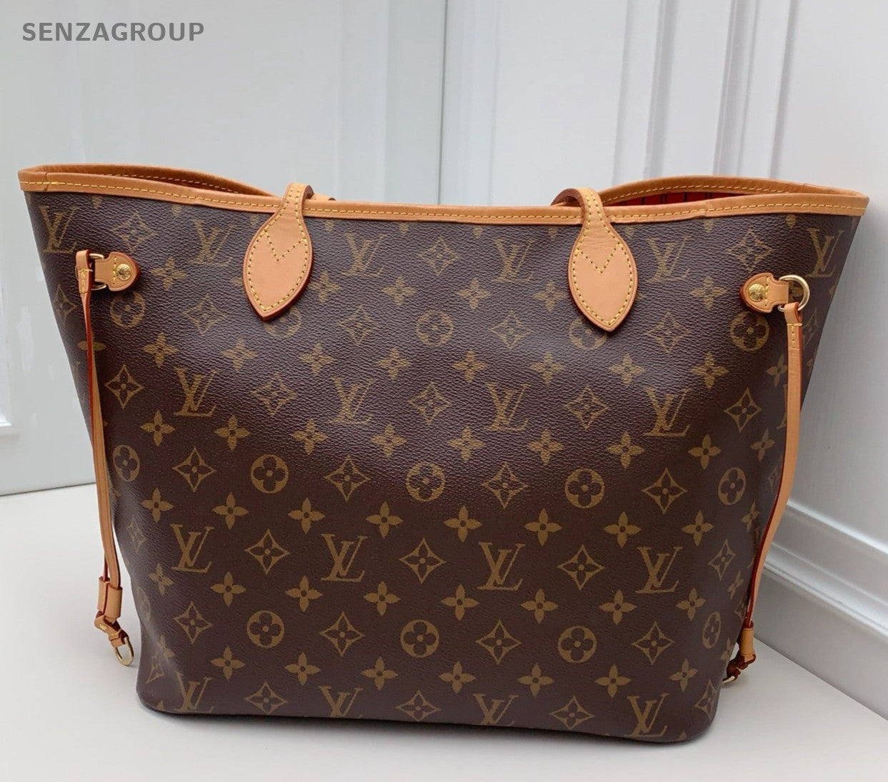 Louis Vuitton Neverfull Monogram Tote Shoulder Bag Brown Gold Women Classic