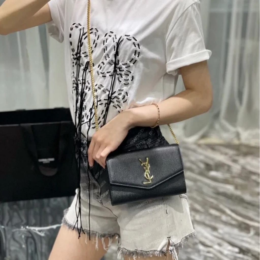 Saint Laurent Uptown Patent Leather Envelope Shoulder Crossbody Women
