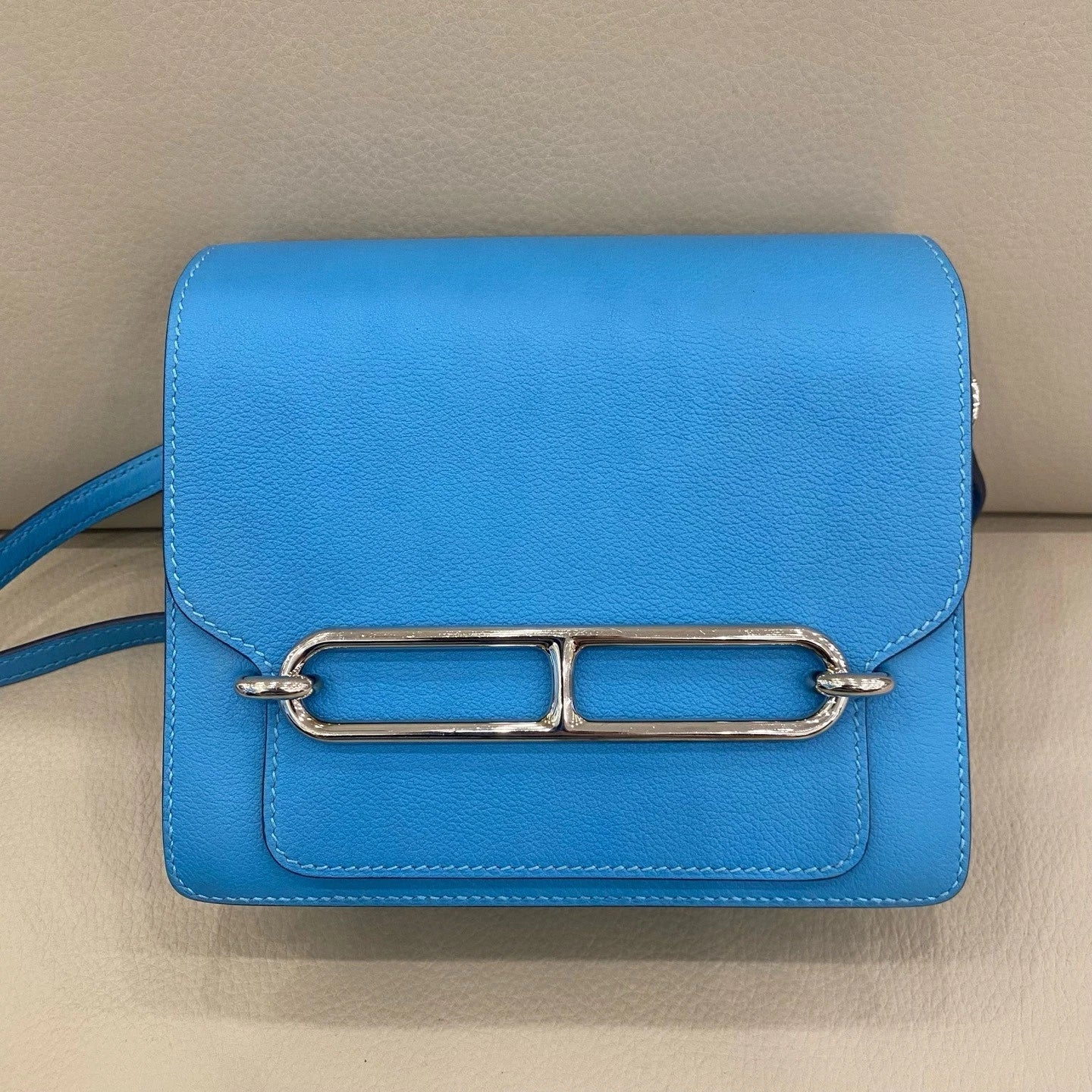 Hermes Roulis19 Women Blue Leather Shoulder Crossbody Bag