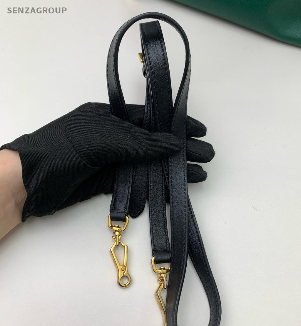 Prada Galleria 2Way Handbag Shoulder Bag Green Black Gold Women Classic