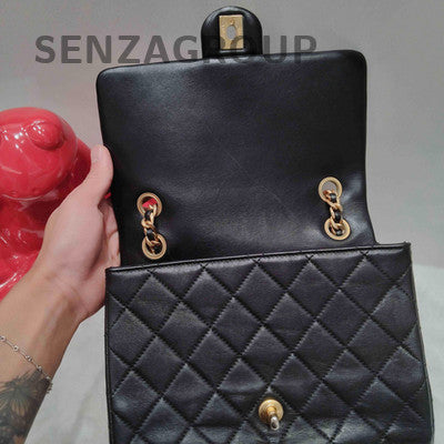 Chanel Classic Flap Quilted Chain Shoulder Bag Black Gold Women's Fashion