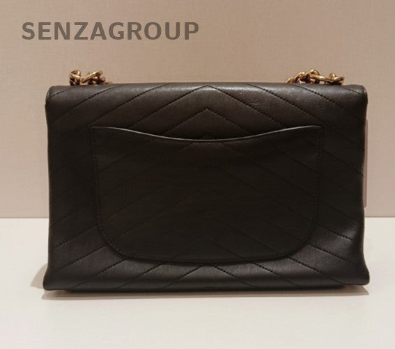 Chanel Envelope Chain Black Gold Shoulder Bag Used Women Classic Fashion