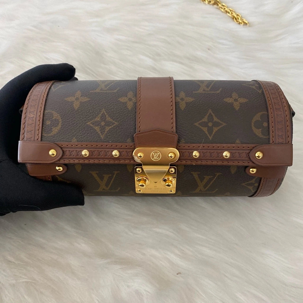 Louis Vuitton Papillon Monogram Brown Gold Buckle Crossbody Bag Women Classic