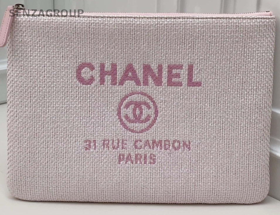 CHANEL Weave Clutch Bag Pink Cute Women