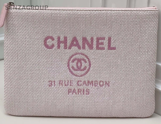 CHANEL Weave Clutch Bag Pink Cute Women