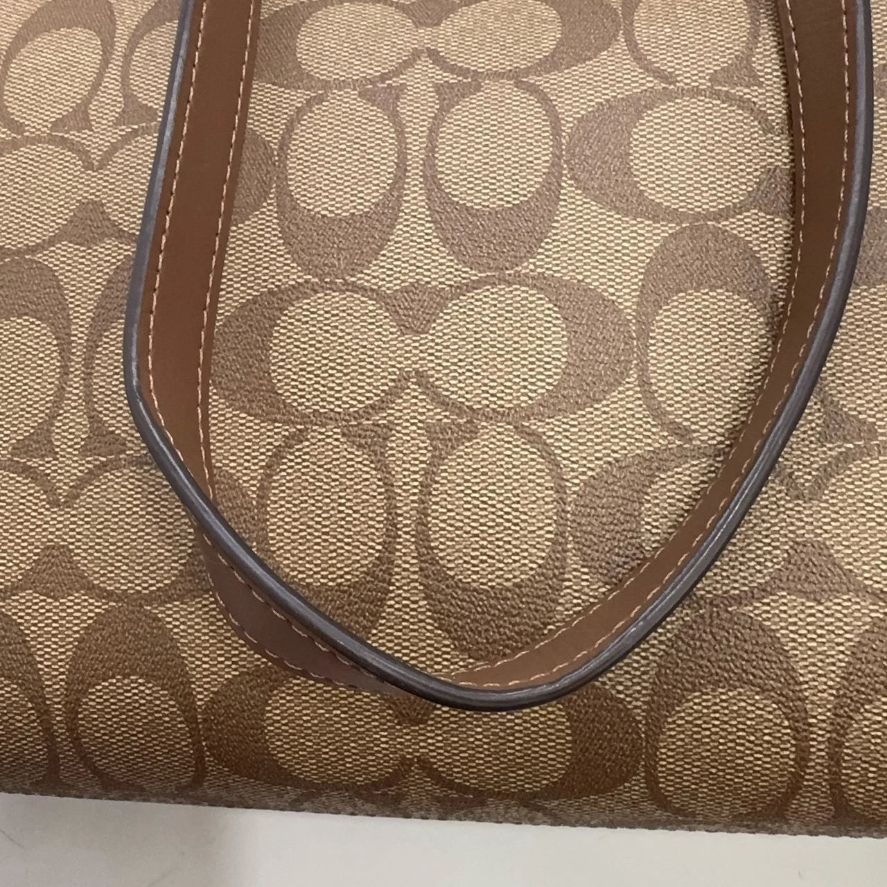 Coach Women's Brown Monogram PVC Canvas Leather Tote Shoulder Bag