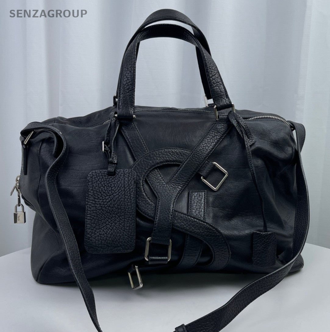 Saint Laurent Duffle 2Way Black Silver Top Handle Bag Shoulder Bag Unisex Adults