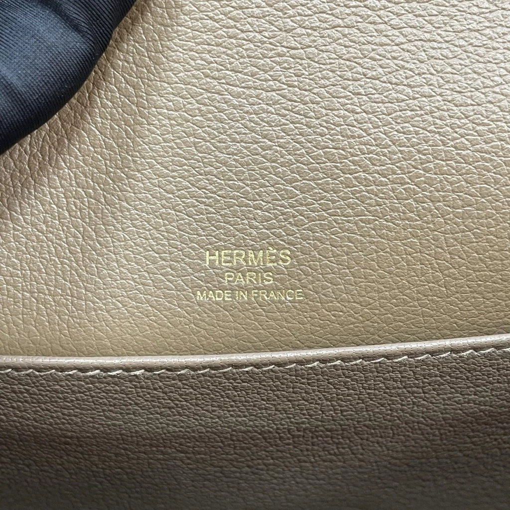 Hermes Roulis19 Evercolor Leather Shoulder Crossbody Gray Gold Women Classic