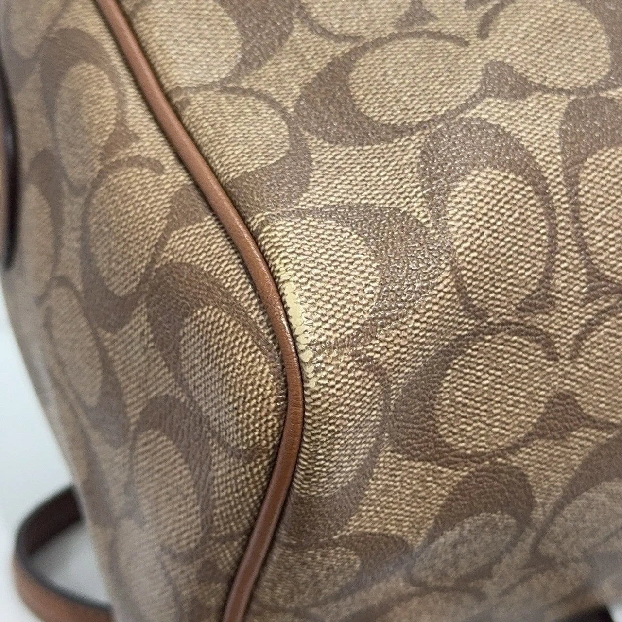 Coach Beige Monogram Rivet Pillow Shoulder Crossbody Handbag Women