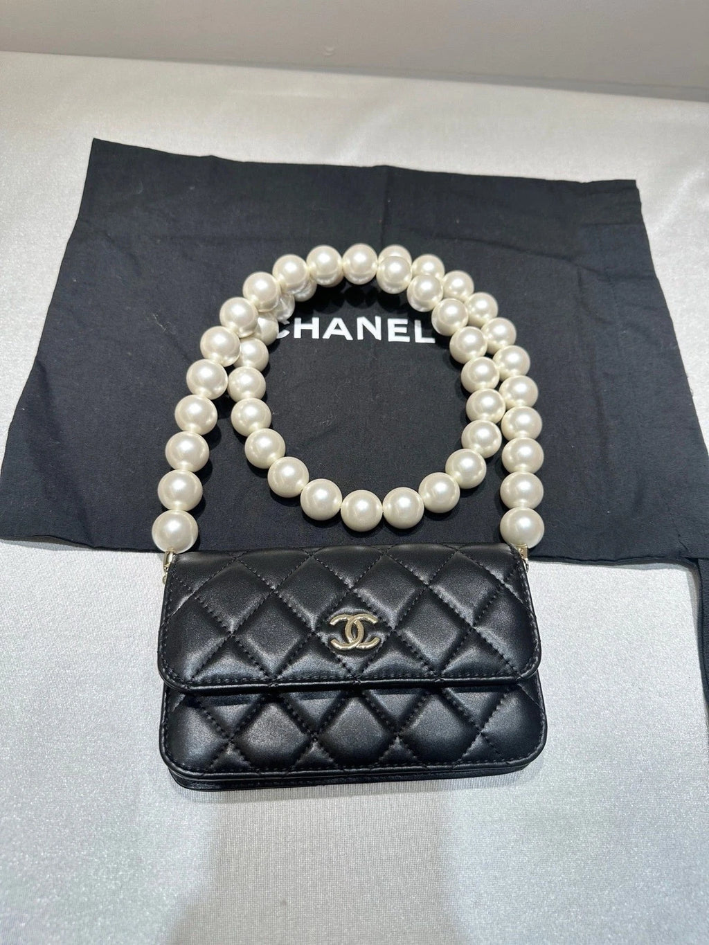 CHANEL Pearl Chain WOC Crossbody Bag For Women