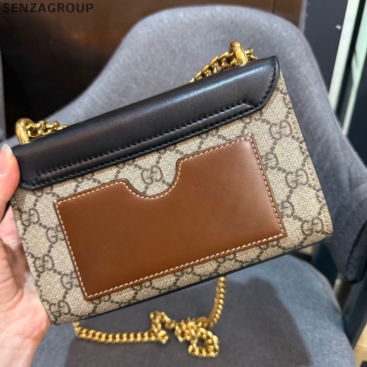 Gucci Padlock Small Chain Shoulder Bag Brown Classic Women's
