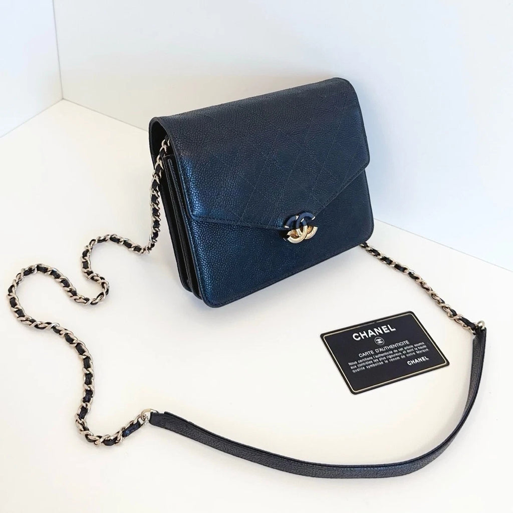 Chanel Cuba Woc Calfskin Crossbody Bag Black Gold Excellent