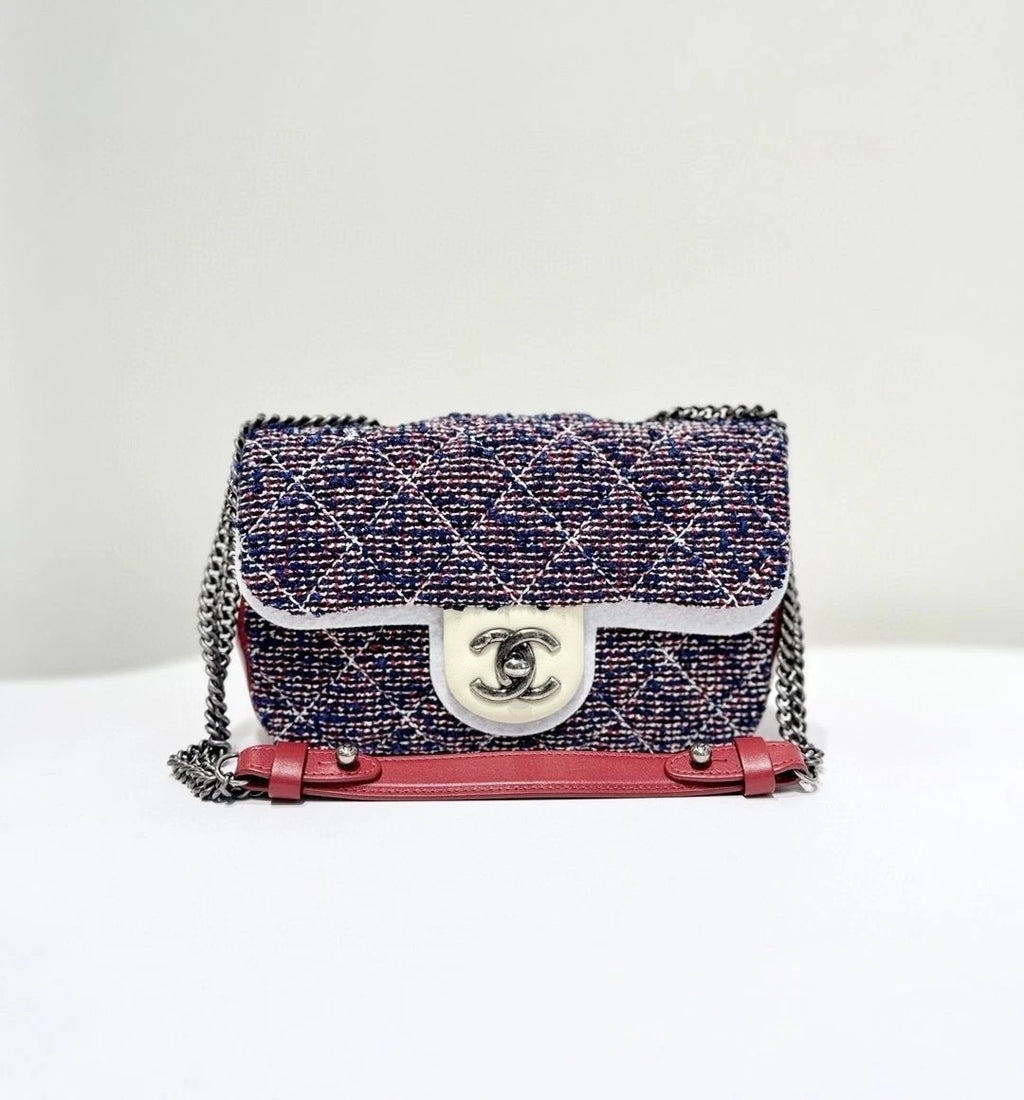 Authentic CHANEL Seasonal Tweed CF Shoulder Bag For Women