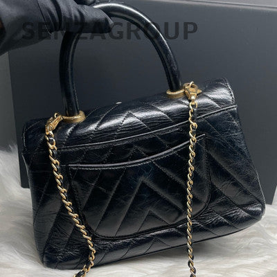 Chanel Coco Handle Small Black Caviar Quilted Leather Chain Bag