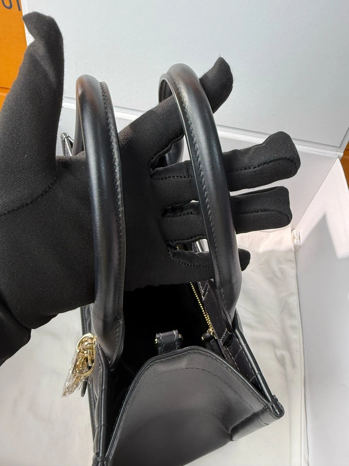 Dior Full Leather Black Gold Small Tote Bag For Women