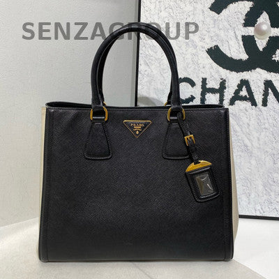 Prada Saffiano Black White Tote Bag - Classic Women's Handbag