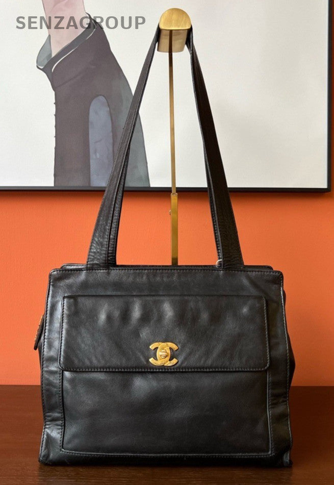 CHANEL Tote CC logo Shoulder Handbag Women Vintage