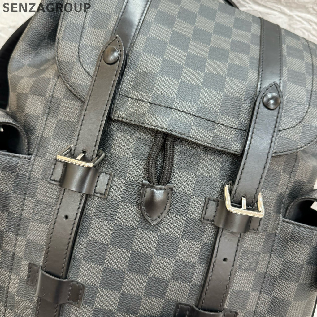Louis Vuitton Black Damier Backpack Silver Hardware Unisex Classic