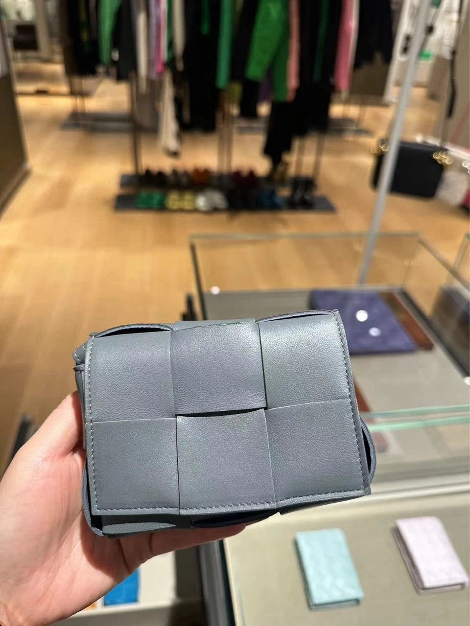 Bottega Veneta Mini Cassette Woven Lambskin Pillow Bag For Women