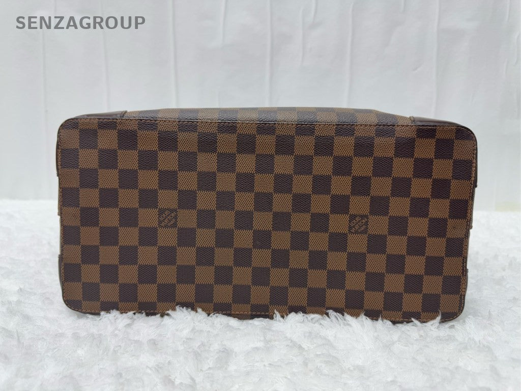 Louis Vuitton Damier MM Shoulder Bag Brown Red Gold Women Classic Designer