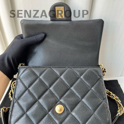 Chanel Black Gold Quilted Triple Chain CF Shoulder Crossbody Bag