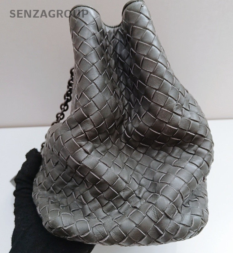 Bottega Veneta Tote Chain Shoulder Bag Gray Black Hardware Women Classic