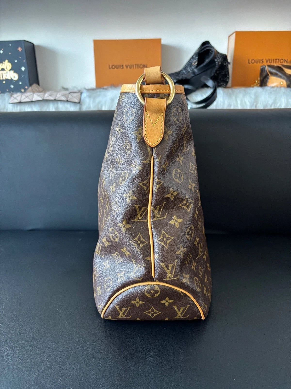 Louis Vuitton Delightful Monogram Tote Shoulder Bag Brown Women Fashion