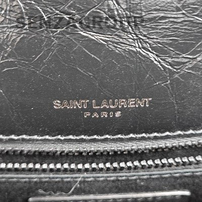 Saint Laurent YSL Niki Medium So Black Crushed Leather Chain Crossbody Bag