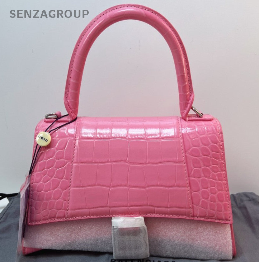 Balenciaga Hourglass 2Way Top Handle Bag Crossbody Pink Silver Women Fashion