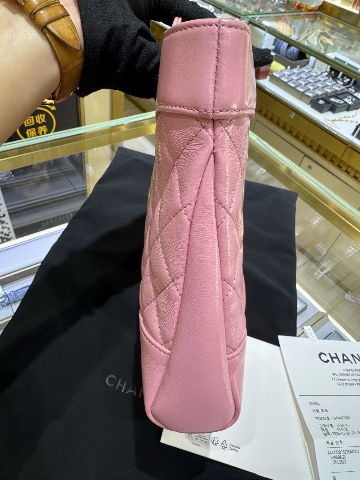 CHANEL 31 Mini Pink Lamskin Tote Bag Gold Hardware For Women