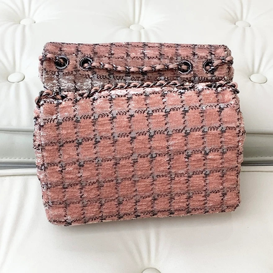 Chanel Classic Flap Mini Chain Shoulder Crossbody Pink Silver Women Fashion