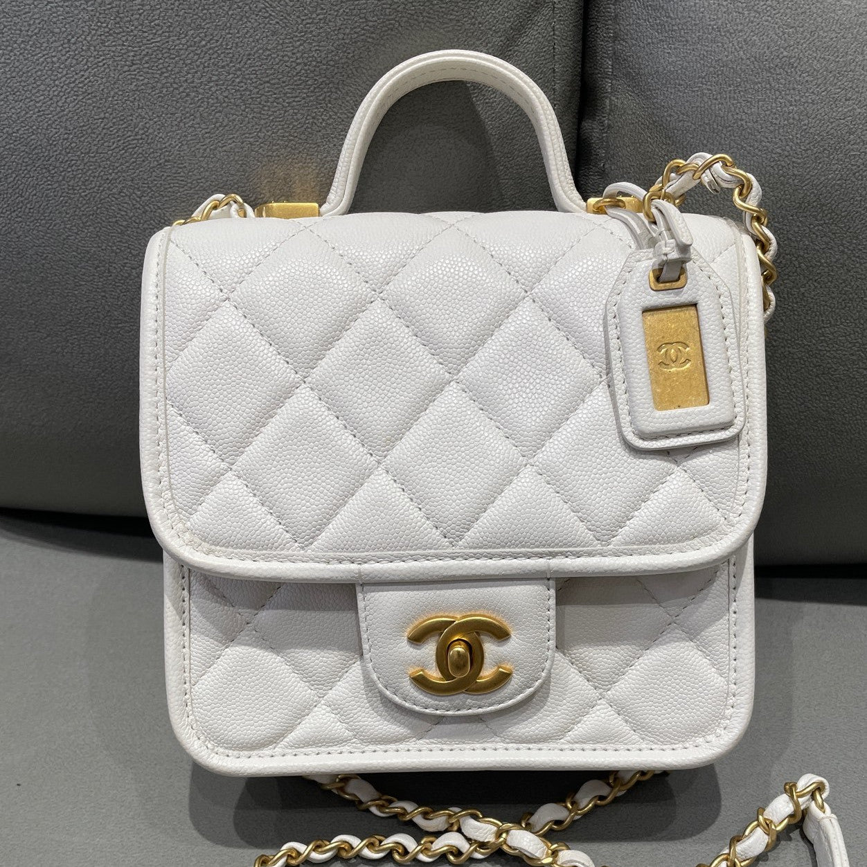 Chanel Quilted Messenger Chain Shoulder Crossbody Bag Platinum Women's Fashion
